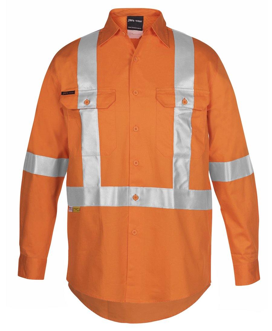 Hi Vis (D+N) L/S 150G Cross Back Tape Shirt - New Age Promotions