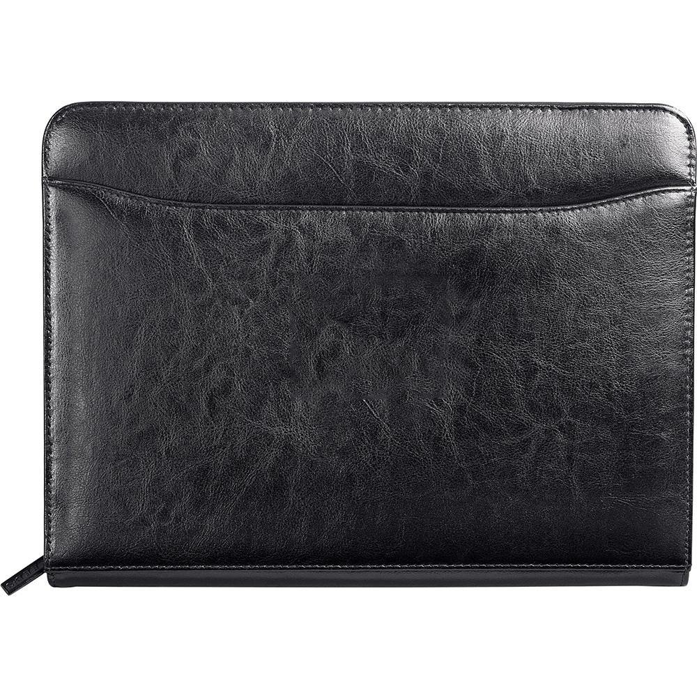 Renaissance Zippered Bonded Leather Padfolio - Black - New Age Promotions