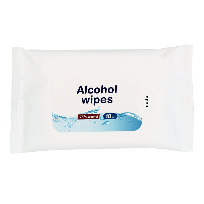 75% Alcohol Wet Wipes - 10PC Pack with Customised Label