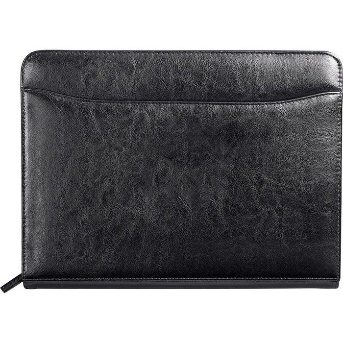 Renaissance Zippered Bonded Leather Padfolio - Black