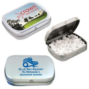 Sugar Free Breath Mints in Silver Tin - New Age Promotions