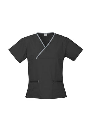 Ladies Contrast Crossover Scrubs Top