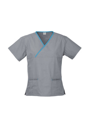 Ladies Contrast Crossover Scrubs Top