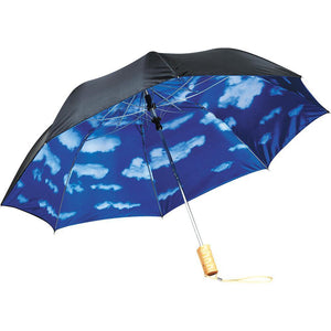 46" Blue Skies Auto Open Folding Umbrella - New Age Promotions