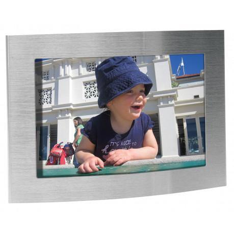 Arc brushed silver photo frame - New Age Promotions